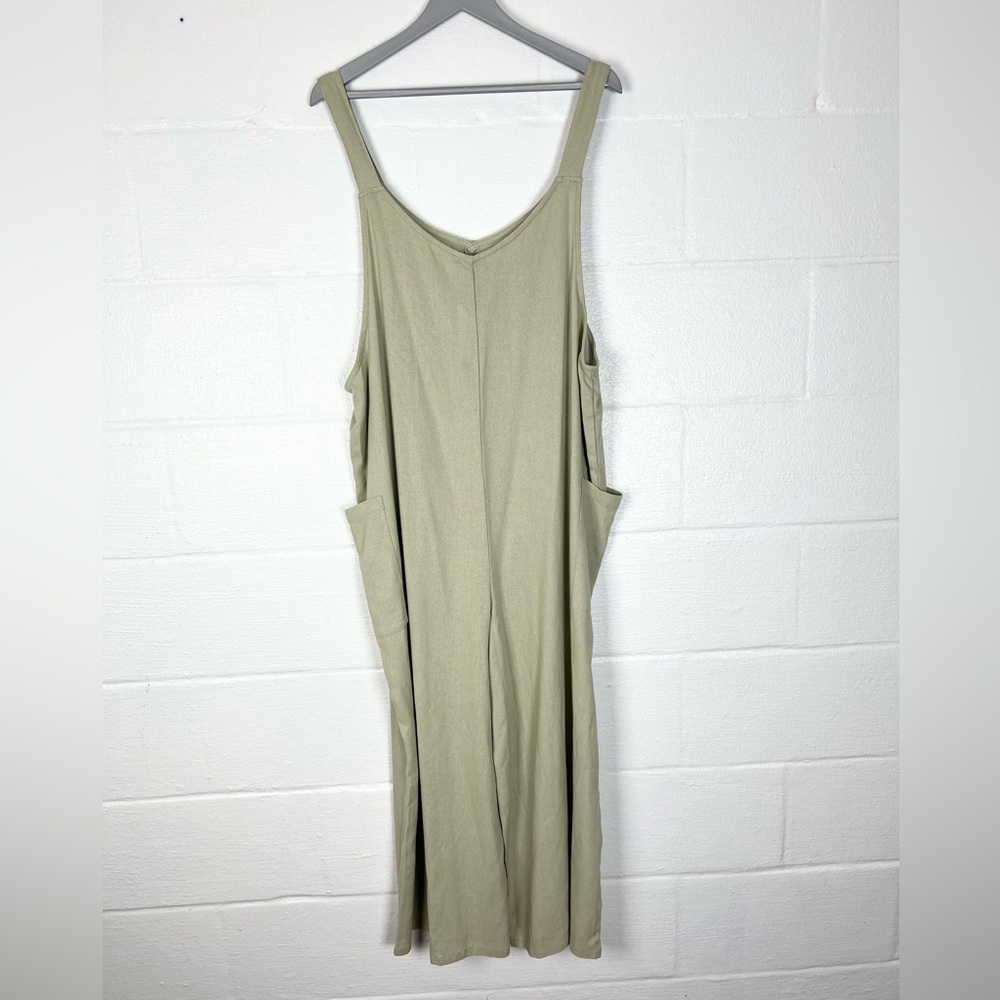 NEW HUNTER & BROWN Flowy‎ Casual Jumpsuit XL linen blend beige romper - Picture 7 of 10